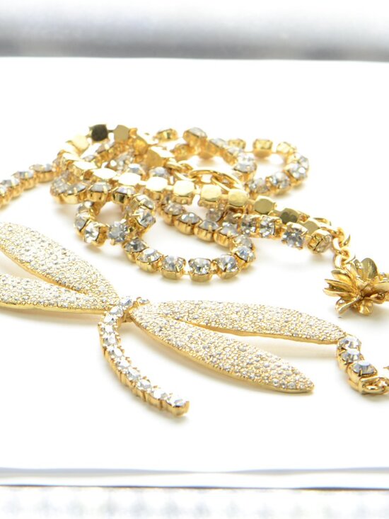 Oscar De La Renta Gold-tone Crystal Dragonfly Metal Belt main image 3